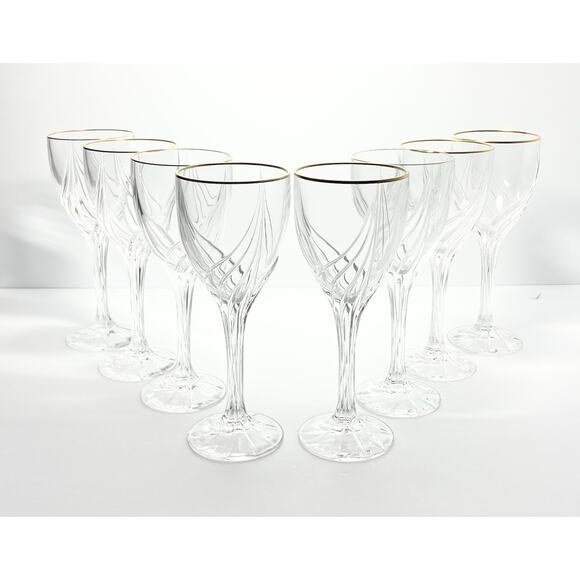 Lenox “Debut (Gold)” Set of 8 Crystal Wine Glasses 7 3/8” 7oz Signed - Picture 3 of 7